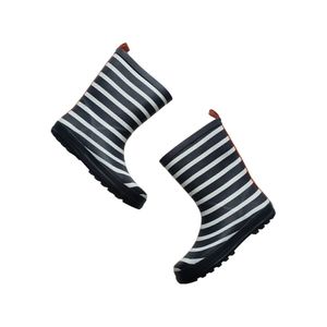 Crewcuts Big Kid Size 2 Navy White Striped Welly Rainboots